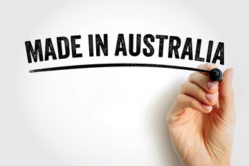 Made in Australia text with marker, concept background