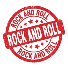 ROCK AND ROLL text written on red round stamp sign.