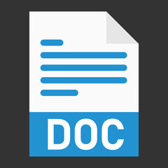Modern flat design of DOC file icon for web