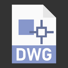 Fototapeta premium Modern flat design of DWG file icon for web