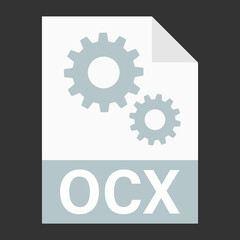 Modern flat design of OCX file icon for web