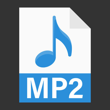 Modern flat design of MP2 file icon for web