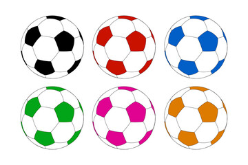 Set of football or soccer balls Sport equipment icon