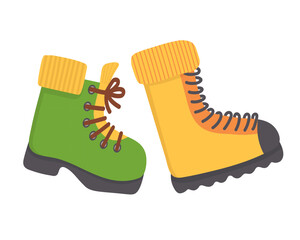 Doodle flat clipart. Traveler's boots. All objects are repainted.