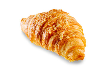 Fresh croissant with cheese isolated on white background. cheese bun close-up.