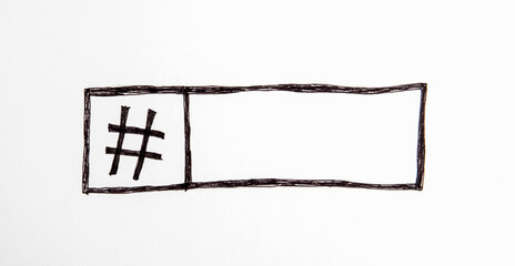 Fototapeta premium Hashtag mark. Free space for text on a white background