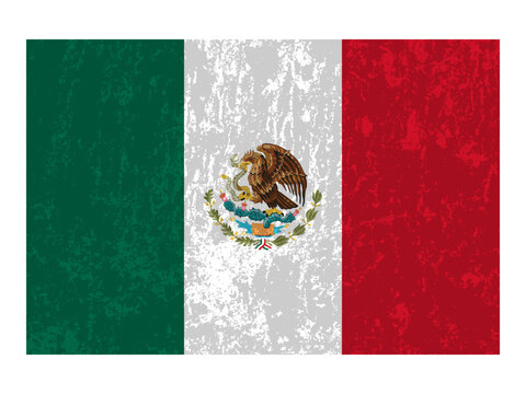 Mexico grunge flag, official colors and proportion. Vector illustration.