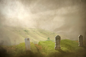 Tombstones on the graveyard