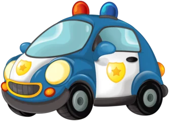 Stickers pour porte Course de voitures cartoon scene with police car isolated illustration for children