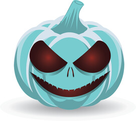 Happy Halloween. Halloween pumpkin is blue with scary smile and eyes. for Halloween Invitations. Vector illustration.