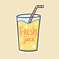 glass with juice isolated sticker
