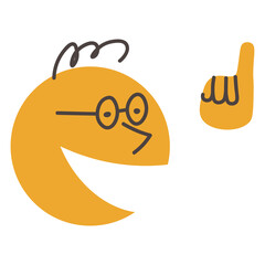 Funny talking head-round with glasses for making dialogues. Cartoon illustration isolated on transparent background.