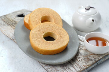 Baumkuchen or Tree Cake or log cake is a typical German,and cake that is also popular in Japan as a sweet dessert	