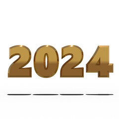 2024 3D Rendering 数字 年 透過PNG 透過 半透明 ガラス