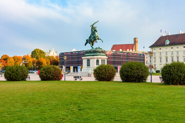 Fototapeta na wymiar Statue of Archduke Charles on Heldenplatz square, Vienna, Austria