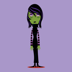 Zombie woman, Halloween illustration
