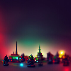 Naklejka premium Miniature cute city, winter snow. cozy atmosphere