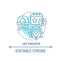 Get creative turquoise concept icon. Increasing business meeting attendance abstract idea thin line illustration. Isolated outline drawing. Editable stroke. Arial, Myriad Pro-Bold fonts used