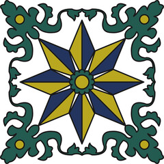 Retro ancient style pattern botanic garden plant spiral cross leaf frame flower