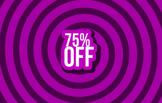 75% Off Sale Banner Discount Illustration Business Vector Purple Spiral White Bebas