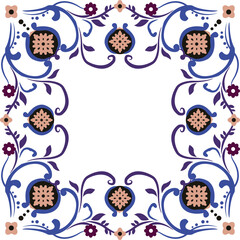 Retro ancient style pattern botanic garden plant spiral curve cross flower