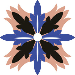 Retro ancient style pattern botanic garden plant spiral curve cross flower