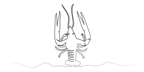 Vector illustration of a crayfish with one line. Zodiac sign Cancer.