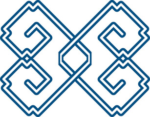 Obraz premium Retro ancient style pattern right angle spiral cross frame line