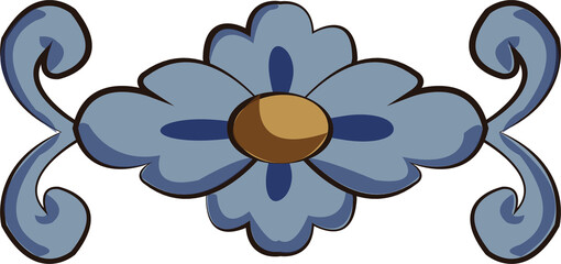 Retro ancient style pattern botanic garden plant spiral curve cross flower