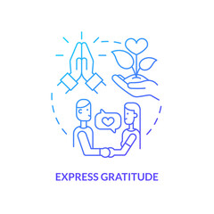 Express gratitude blue gradient concept icon. How to repair relationship abstract idea thin line illustration. Appreciation for spouse. Isolated outline drawing. Myriad Pro-Bold font used
