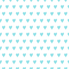 Cute seamless hand-drawn patterns. Stylish modern vector patterns with blue hearts. Funny Infantile Repetitive Print