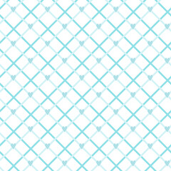 Fototapeta premium Cute seamless hand-drawn patterns. Stylish modern vector patterns with intersecting lines and blue hearts. Funny Infantile Repetitive Print