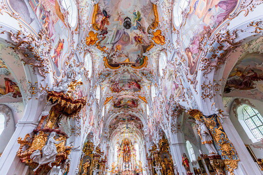 Rottenbuch abbey interiors, bavaria, germany