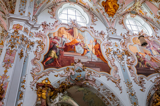 Rottenbuch abbey interiors, bavaria, germany