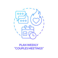 Plan weekly couples meetings blue gradient concept icon. Fixing relationship when living together abstract idea thin line illustration. Isolated outline drawing. Myriad Pro-Bold font used