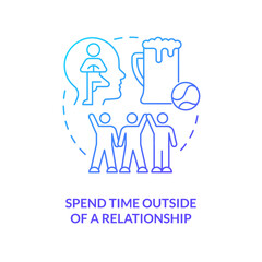 Spend time outside of relationship blue gradient concept icon. Live-in relationship rule for couple abstract idea thin line illustration. Isolated outline drawing. Myriad Pro-Bold font used
