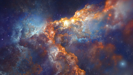 Abstract fractal art background which perhaps suggests gaseous clouds and stars in space. © synthetick