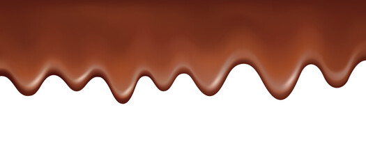 Vector melted flowing chocolate decorative border isolated on white background