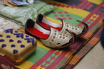 Fototapeta na wymiar groom shoe in Indian and Pakistani style