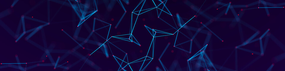 Polygonal background with dots and lines. Network connection structure. Science and technology. 3d