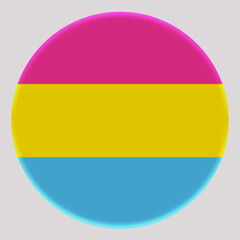 3d illustration Pansexual flag on avatar circle. Freedom and love concept. Activism, community and freedom Concept.