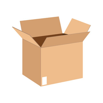 Set Carboard box. Carboard open and closed vector illustration. White background