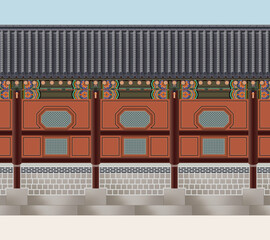 Korean palace wall - A vector illustration of the wall of an old royal palace in Korea.