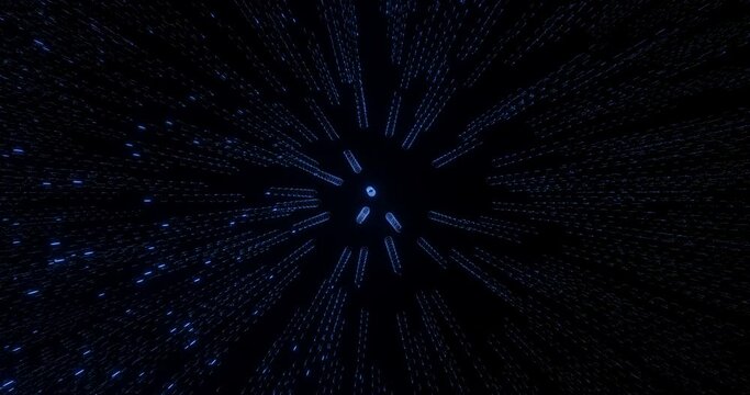 3d render with blue glowing springs on black