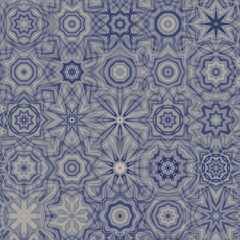 Texture of batik carving art, wavy patterns and blooming edelweiss flowers.  Geometry concept, kaleidoscope, seamless and spiral pattern.  Great for fashion design, wall hanging and business