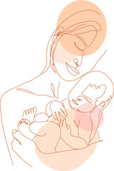 Mother holding a child.