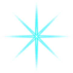 Turquoise light glow star. Spotlight, lightning effect, lens flare. Isolated png illustration, transparent background. Asset for overlay, texture, montage, collage or screen filter. Tech concept.