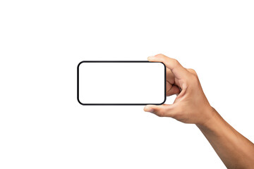 Hand holding the smartphone