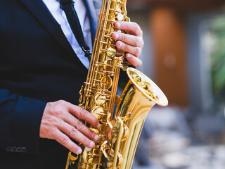 Fototapeta premium a man playing the saxophone