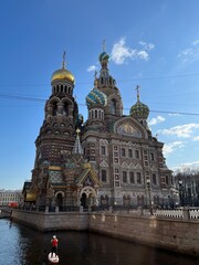 Fototapeta na wymiar Church of the Resurrection of Christ Saved on Blood St. Petersburg sunny Day 2022